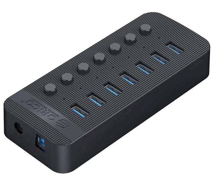 Zdjęcie produktu: Hub 7x USB-A 3.0 Orico z włącznikami - czarny