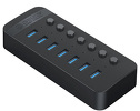 Miniatura zdjęcia: Hub 7x USB-A 3.0 Orico z włącznikami - czarny