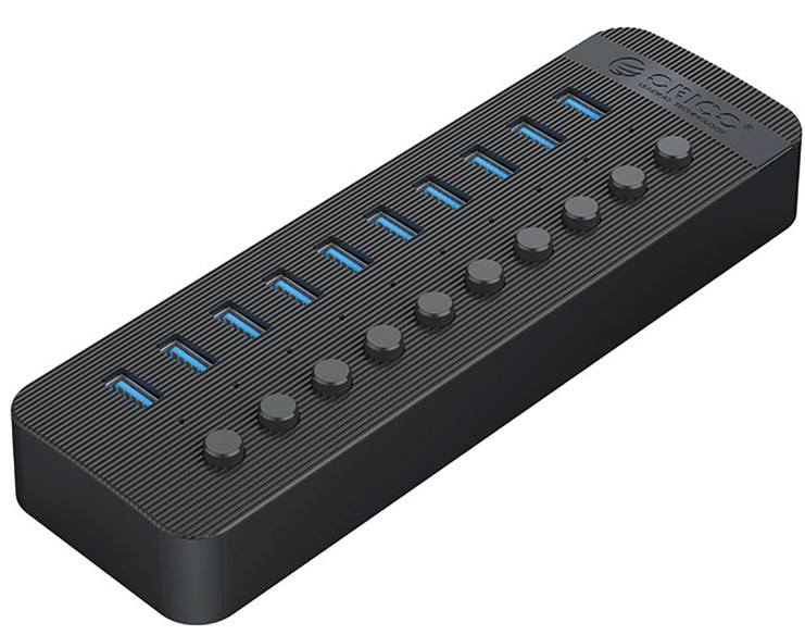 Hub 10x USB-A 3.0 Orico z włącznikami - czarny