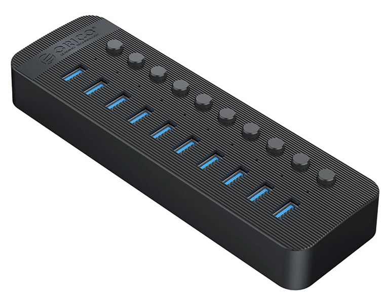Hub 10x USB-A 3.0 Orico z włącznikami - czarny