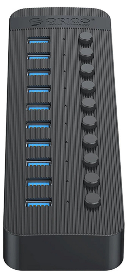 Hub 10x USB-A 3.0 Orico z włącznikami - czarny
