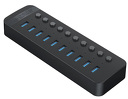 Miniatura zdjęcia: Hub 10x USB-A 3.0 Orico z włącznikami - czarny
