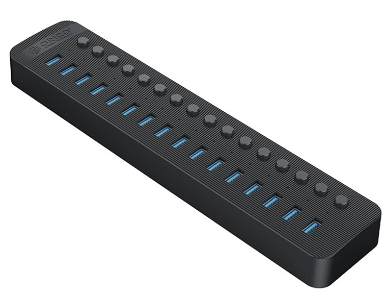 Hub 16x USB-A 3.0 Orico z włącznikami - czarny
