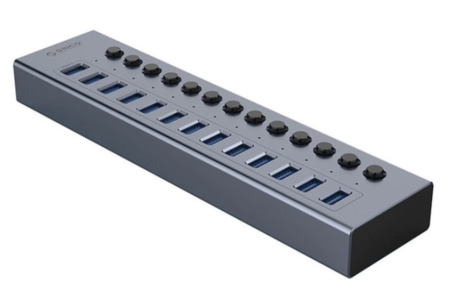 Zdjęcie produktu: Hub 13x USB-A 3.0 Orico z włącznikami aluminiowy - szary