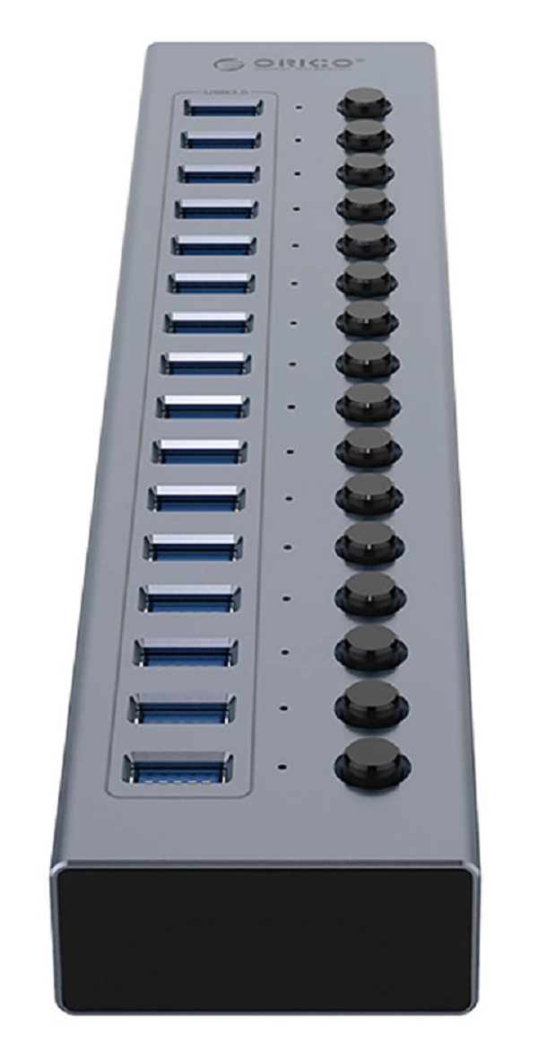 Zdjęcie produktu: Hub 16x USB-A 3.0 Orico z włącznikami aluminiowy - szary