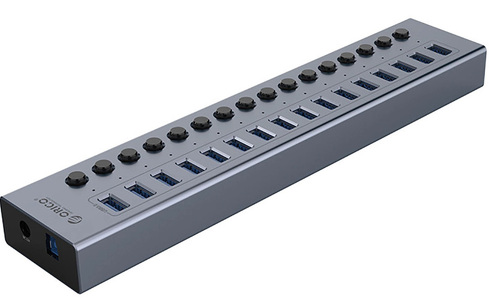 Miniatura produktu: Hub 16x USB-A 3.0 Orico z włącznikami aluminiowy - szary