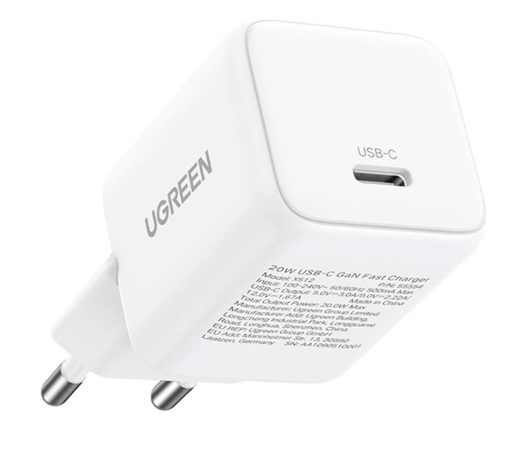Ładowarka sieciowa Ugreen X513 30W GaN 1x USB-C - biała
