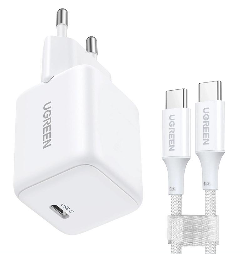 Ładowarka sieciowa Ugreen X513 30W GaN 1x USB-C + kabel USB-C 1m - biała