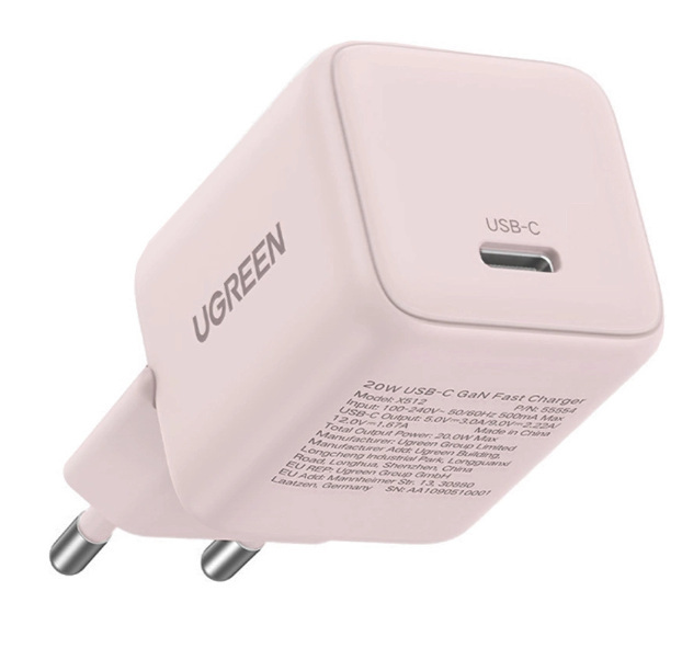 Ładowarka sieciowa Ugreen X512 20W GaN 1x USB-C - różowa Ładowarka sieciowa Ugreen X512 20W GaN 1x USB-C - różowa