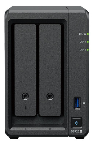 Miniatura produktu: Serwer plików Synology DS725+ 2-bay, AMD Ryzen R1600 2-core 2.6 GHz, 4GB DDR4 RAM ECC, 2x M.2 2280 NVMe SSD, 1,x2,5GbE, 1xGbE LAN, 2xUSB 3.2