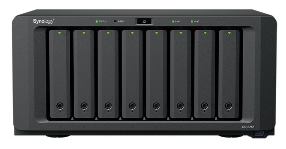 Miniatura produktu: Serwer plików Synology DS1825+ 8-bay, AMD Ryzen V1500B 4-core 2.2GHz, 8 GB DDR4 ECC, 2 (NVMe) 2x2,5 GbE LAN, 3x USB 3.0, 1x Gen3 x8 slot
