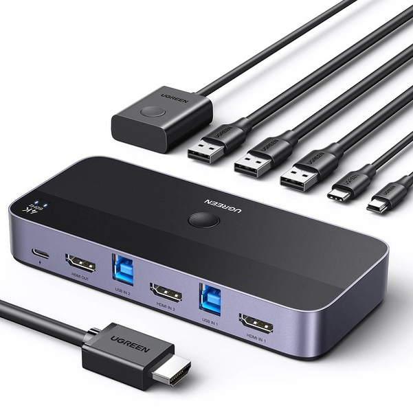 Zdjęcie produktu: Przełącznik KVM Ugreen CM664 HDMI switch 2w1 - czarny