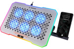 Podstawka chłodząca pod laptopa Rampage FREEZ 9-17" RGB 6 wentylatorów, srebrna