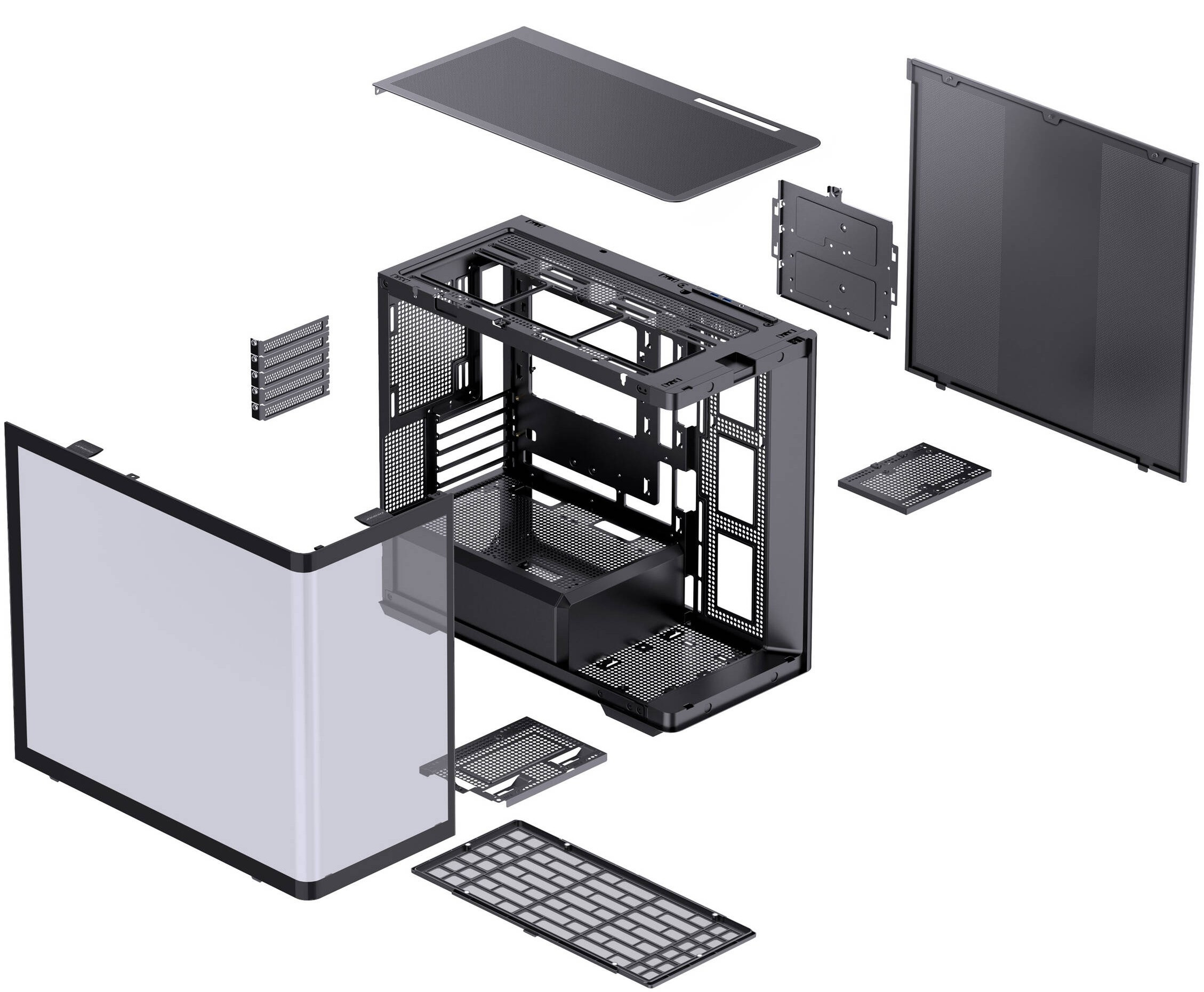 Obudowa do komputera Jonsbo D300 Black, zakrzywione hartowane szkło
