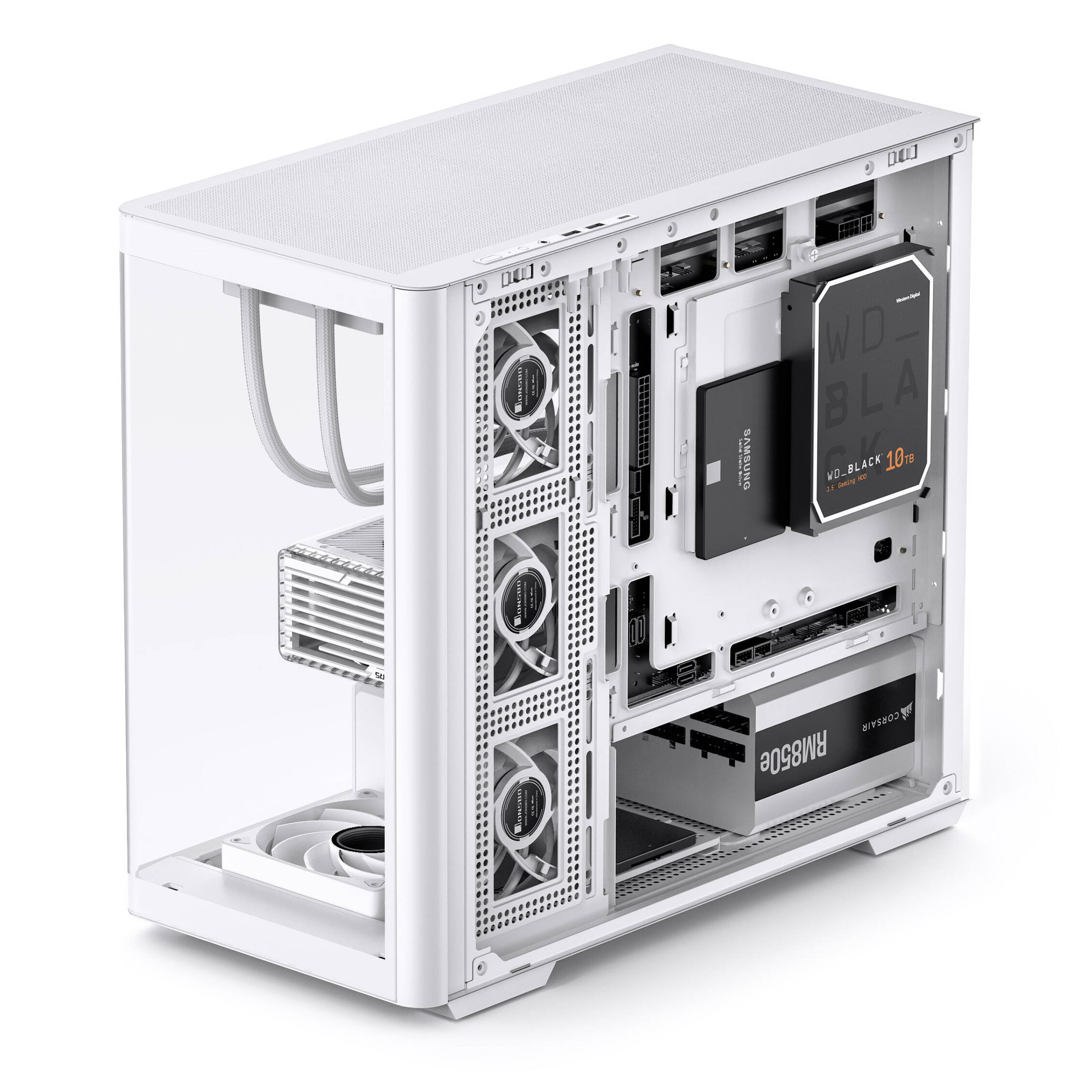 Obudowa do komputera Jonsbo D300 White, zakrzywione hartowane szkło Obudowa do komputera Jonsbo D300 White, zakrzywione hartowane szkło