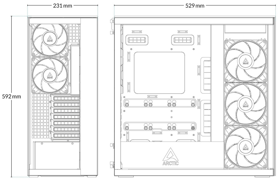 Zdjęcie produktu: Obudowa Arctic Xtender Black VG Dark TG Window pionowe mocowanie GPU (ACPCC00016A)