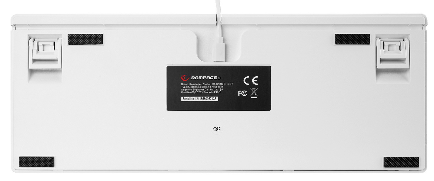 Zdjęcie produktu: Klawiatura mechaniczna Rampage TKL GHOST Huano Red Switch biała