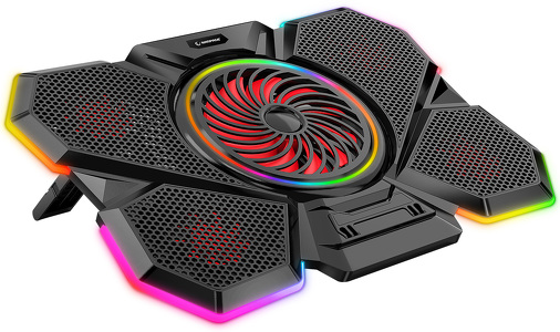 Miniatura produktu: Podstawka chłodząca pod laptopa Rampage 9-17" COOLFLOW RGB regulowana czarna