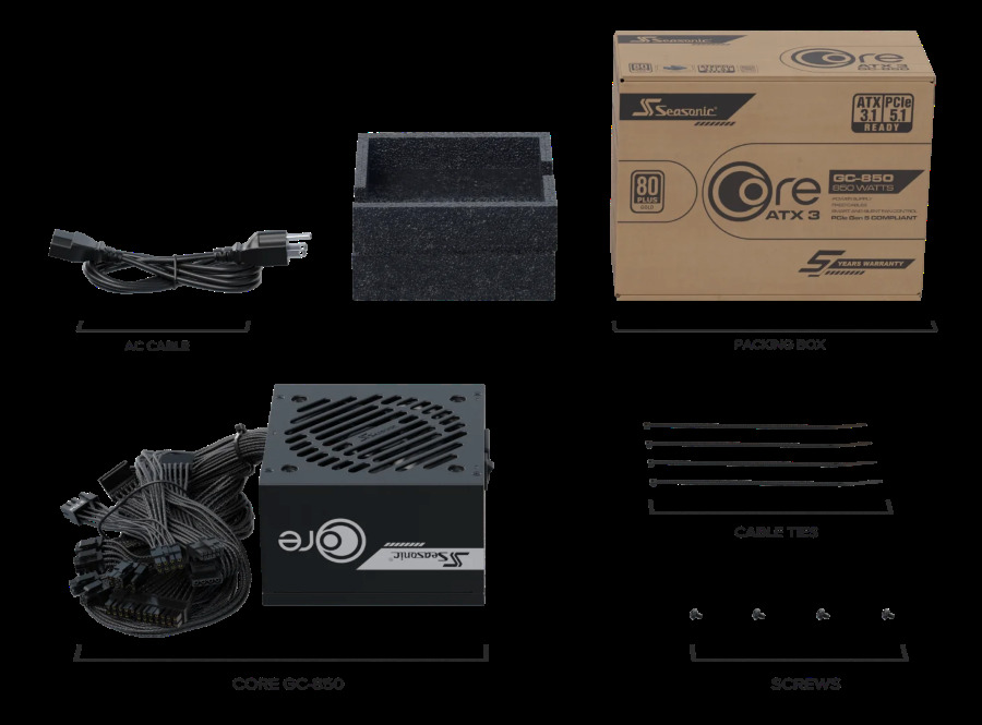 Zasilacz Seasonic Core GC-850 ATX 3.1 80Plus Gold 850W