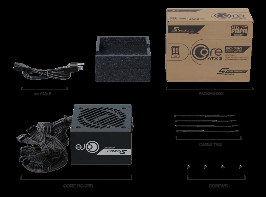 Zasilacz Seasonic Core GC-750 ATX 3.1 80Plus Gold 750W