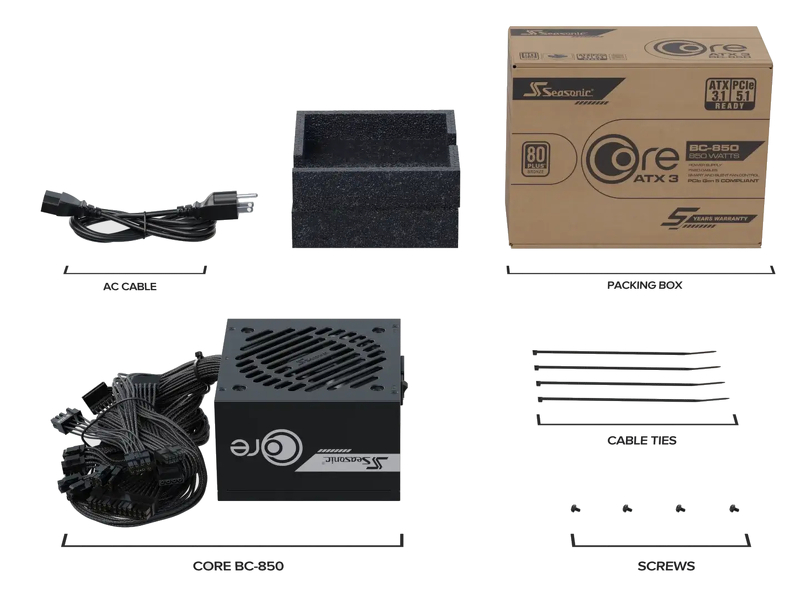 Zdjęcie produktu: Zasilacz Seasonic Core BC-850 ATX 3.1 Bronze 850W