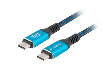 Miniatura produktu: Kabel USB-C M/M USB4 240W 8K 60Hz Lanberg czarno-niebieski - 0.5m
