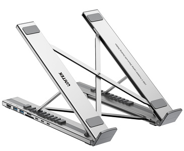 Miniatura produktu: Podstawka pod laptop Unitek regulowana z hubem/HDMI/PD/SD