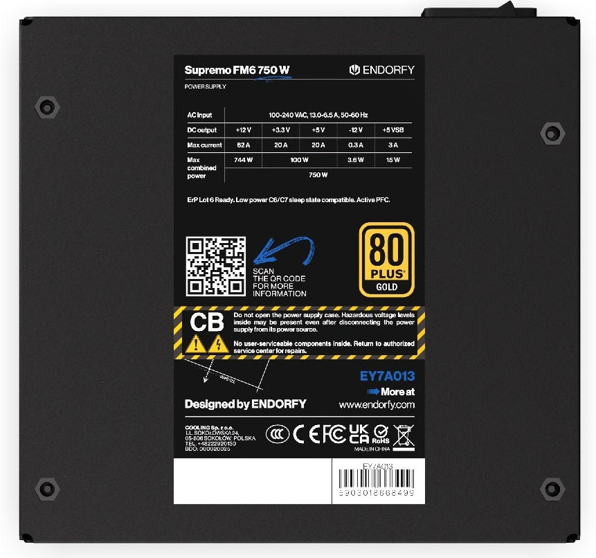 Zasilacz Endorfy Supremo FM6 ATX 3.1 PCIe 5.1 750W (EY7A012)