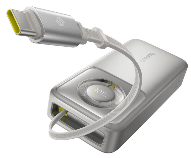 Zdjęcie produktu: Powerbank Baseus Free2Pull 20000mAh 65W ze zwijanym kablem USB-C - szary