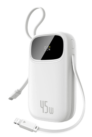 Miniatura produktu: Powerbank Baseus EnerFill FC31 20000mAh 45W z wyświetlaczem cyfrowym i 2 wbudowanymi kablami (USB-C + Lightning) - biały