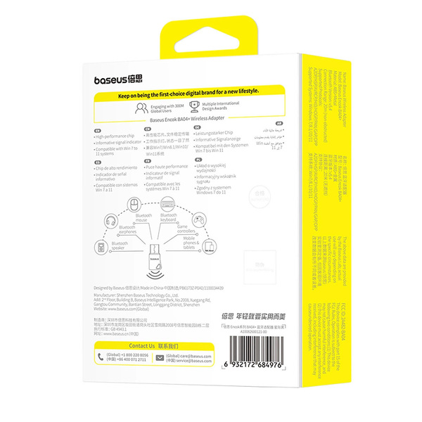 Zdjęcie produktu: Adapter bluetooth Baseus Encok BA04+ Bluetooth 5.4 - czarny