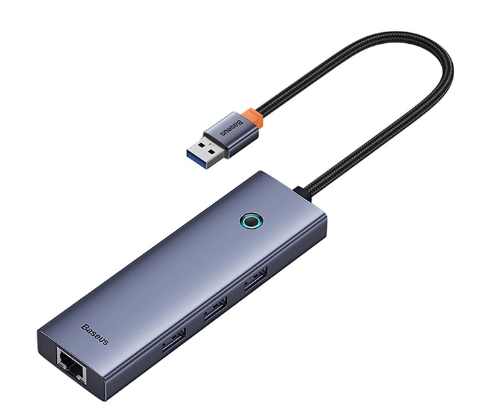 Zdjęcie produktu: Hub USB-A 4w1 Baseus UltraJoy 3 x USB-A 3.0 + RJ45 - szary