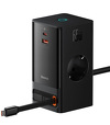 Miniatura zdjęcia: Stacja łądująca Baseus PowerCombo 65W 1.5m 2 x EU + USB-A + USB-C + zwijany kabel USB-C - czarna