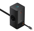 Miniatura zdjęcia: Stacja łądująca Baseus PowerCombo 65W 1.5m 2 x EU + USB-A + USB-C + zwijany kabel USB-C - czarna