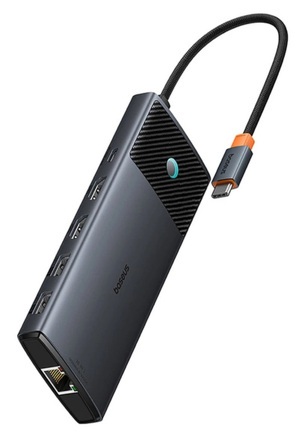 Miniatura produktu: Hub 10w1 Baseus Metal Gleam II USB-C - HDMI USB-A USB-C RJ45 SD/TF - szary