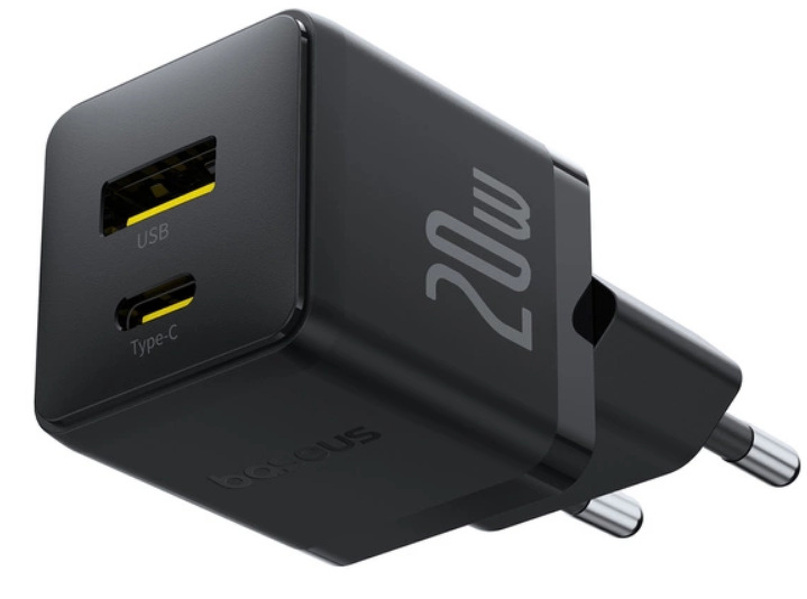 Zdjęcie produktu: Ładowarka sieciowa Baseus Palm 20W USB-C USB-A - czarna Zdjęcie produktu: Ładowarka sieciowa Baseus Palm 20W USB-C USB-A - czarna