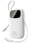 Powerbank Baseus EnerFill FC31 20000mAh 22.5W z wyświetlaczem cyfrowym i 2 wbudowanymi kablami (USB-C + Lightning) - biały
