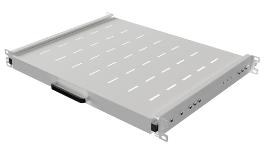 Miniatura produktu: Półka wysuwana do szaf rack 19" 350mm szara Lanberg (1U/445X350mm udźwig do 35kg, montaż 4 punktowy)