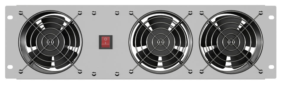 Miniatura produktu: Panel wentylacyjny pionowy 19" 3U do szaf rack 3 Wentylatory 230V Lanberg szary