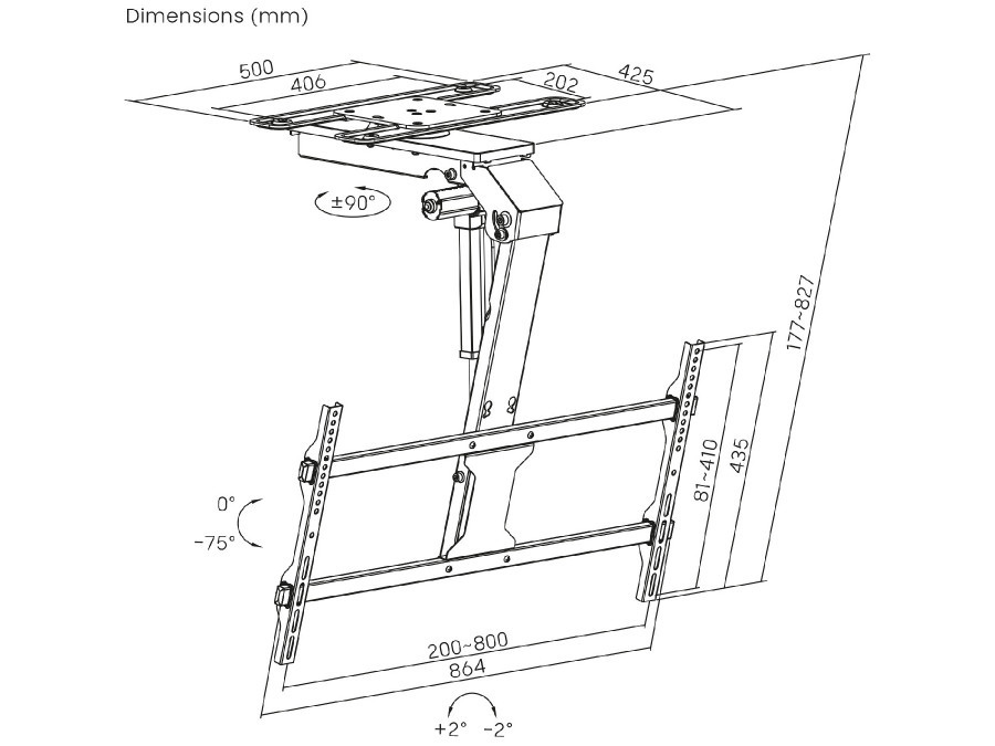 Uchwyt elektryczny do TV Maclean, sufitowy Tuya MC-109T