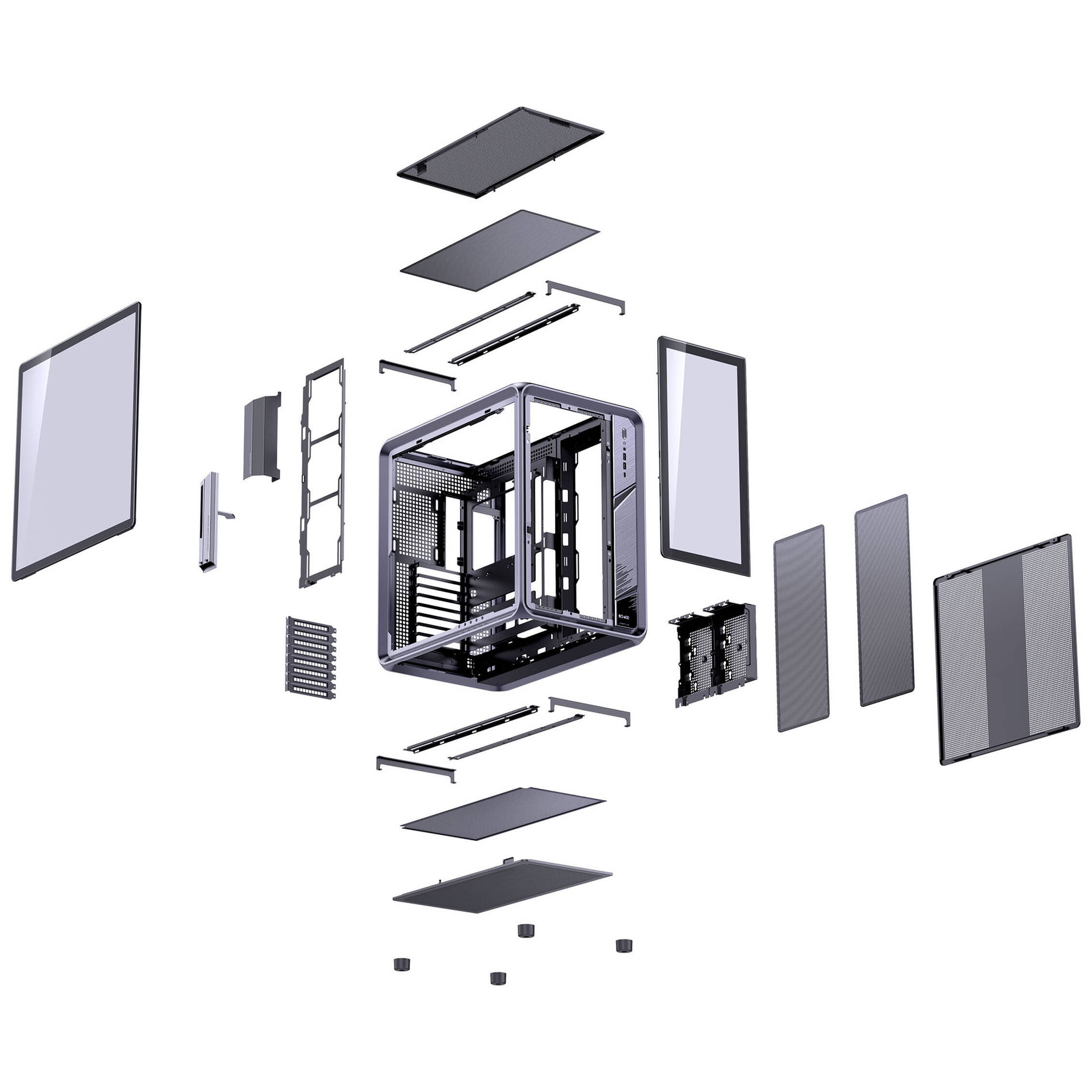 Obudowa Jonsplus BO400 Gunmetal Grey, hartowane szkło, szara