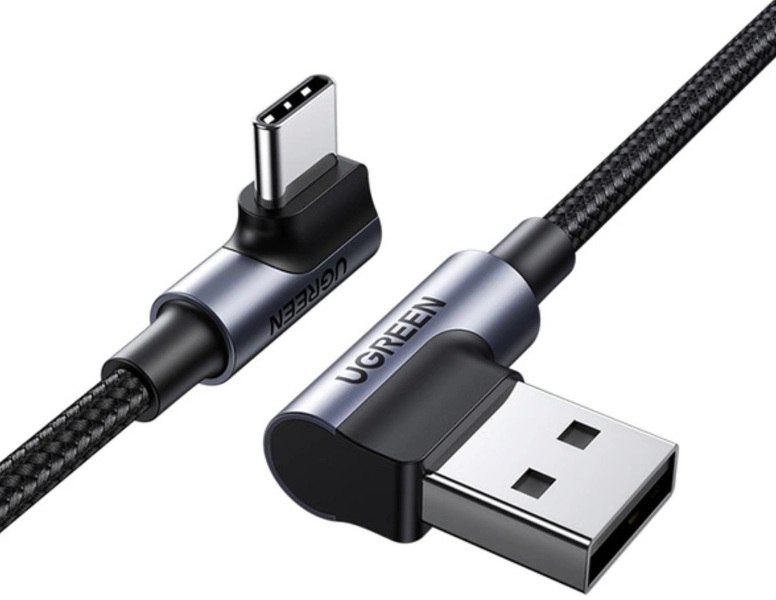 Zdjęcie produktu: Kabel przewód USB Typ-C do USB 2.0 300cm Ugreen kątowy 90° 480Mb/s 3A czarny (US176)