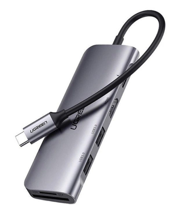 Zdjęcie produktu: HUB Adapter Ugreen CM195 6w1 USB-C HDMI 2x USB-A 3.0 SD