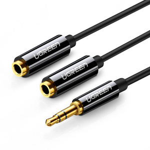 Miniatura produktu: Rozdzielacz audio AUX kabel jack 3,5mm 2 x słuchawki UGREEN AV123 - czarny (155550)