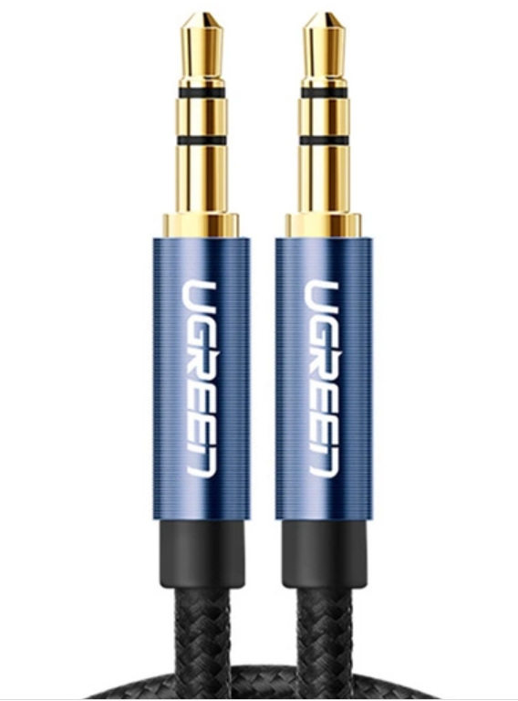 Kabel mini jack 3,5mm oplot UGREEN AV112, AUX, 3m - niebieski (10688)