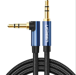 Miniatura produktu: Kabel mini jack 3,5mm kątowy oplot UGREEN AV112, AUX, 1,5m - niebieski (60180)