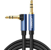 Kabel mini jack 3,5mm kątowy oplot UGREEN AV112, AUX, 1,5m - niebieski (60180)