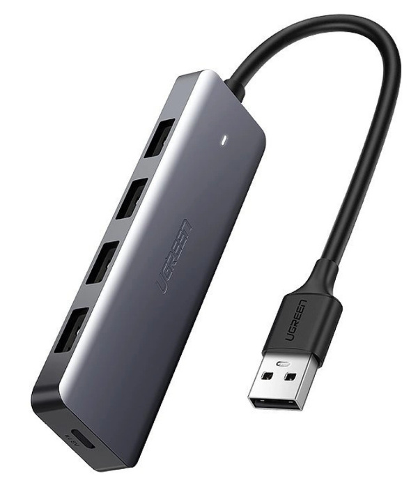 Zdjęcie produktu: HUB USB - 4x USB 3.2 Gen 1 z portem zasilania micro USB Ugreen - szary (CM219 50985)
