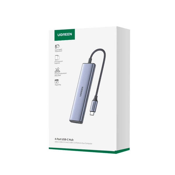 Zdjęcie produktu: HUB USB-C - 2 x USB-A / 2 x USB-C 20 cm Ugreen CM473 - szary