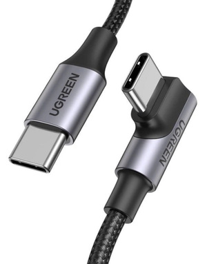 Miniatura produktu: Kabel przewód USB Typ-C do Typ-C kątowy 200cm Ugreen 100W PD - czarny (US334 70645)